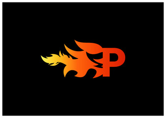 Fire P Letter Logo And Icon Design Template
