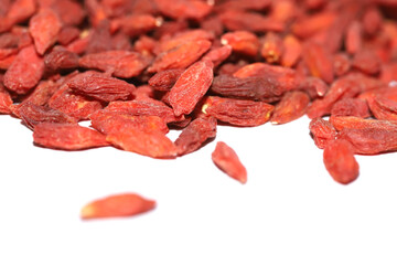 Dried goji berries close up