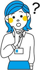 首を傾げる女性従業員