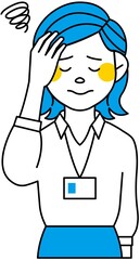 頭を抱える女性従業員