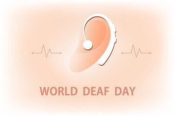 Illustration of ear design with hearing aid  World Deaf day concept Vector