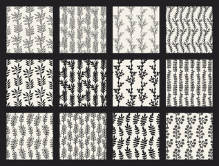 Collection vintage foliage seamless pattern