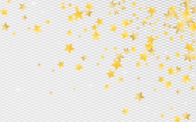 Yellow Xmas Stars Vector Transparent Background.