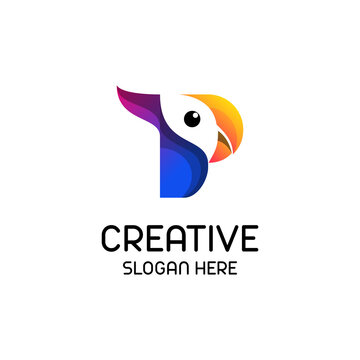 Abstract Parrot Logo Gradient Multicolored-1