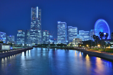 日本神奈川県横浜市みなとみらいの夜景