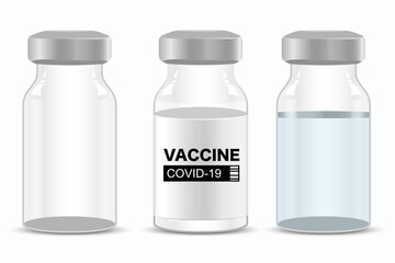 Covid-19 coronavirus vaccine bottle collection Treatment for coronavirus covid-19 Isolated vector illustration..