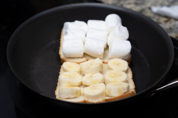 Delicious home made banana and 
Marshmallow sandwich