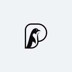 Minimalist P With penguin logo Logo Template
