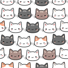Obraz premium Seamless pattern background wallpaper with cute kitty cat cartoon doodle