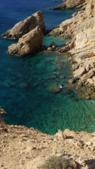 coast of island t and rocks  in  kato koufonisi island Cyclades Greece
