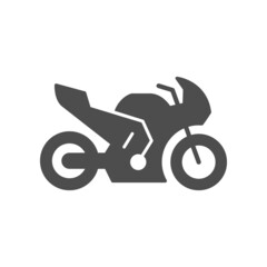 Sport motorcycle or motorbike glyph icon