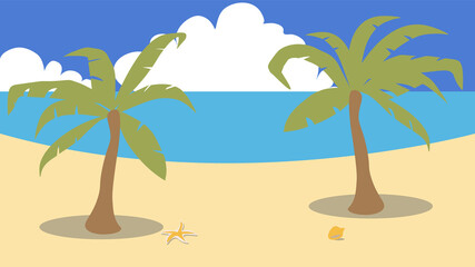 Island Shore with Palm Trees