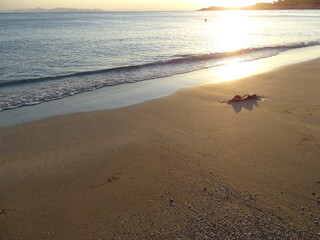 sunset  on the beach near Athens Greece September 2021