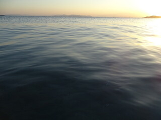 sunset over the sea Mediterranean sea Greece September  2021