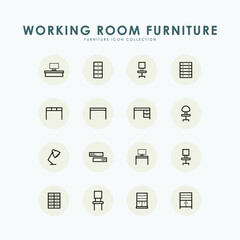 Working Room Furniture Line Icon