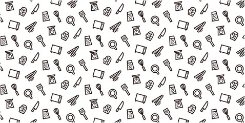 Kitchen Utensils icon pattern background for website or wrapping paper (Monotone version)