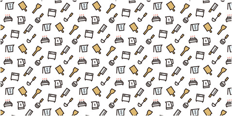 Kitchen Utensils icon pattern background for website or wrapping paper (Color icon version)