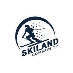 skiing sport logo design suitable for club,decoration,and company