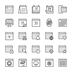 Calendar, date, line icon set, vector illustration.
