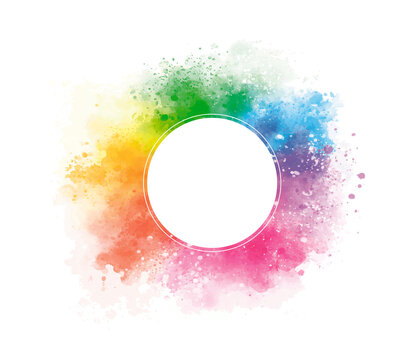 Colorful watercolor with blank circle on white background vector illustration
