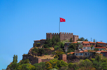 turkey ankara castle view on a sunny day - obrazy, fototapety, plakaty