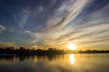 sunset over the river