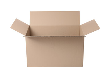One open cardboard box isolated on white