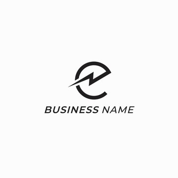 design logo lightning and letter E