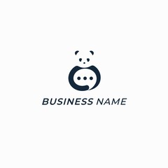 design logo creative panda and bubble chat