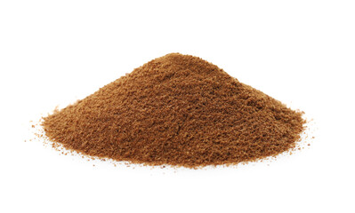 Pile of chicory powder on white background