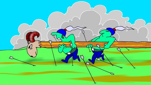Attacking to the castle gate by ram head.
2D cartoon animation.4 K.