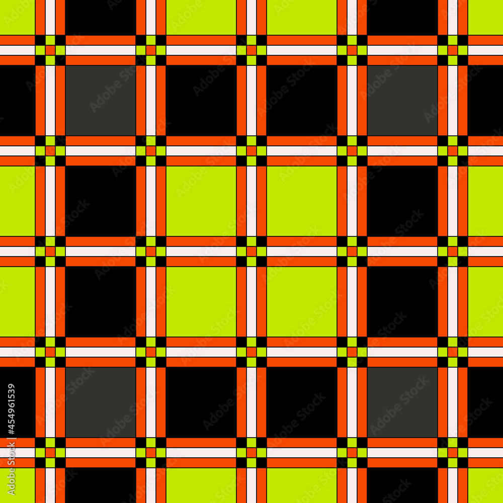 Poster plaid black and yellow squares. vector repeated seamless sample.