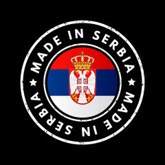 Made in Serbia text emblem badge, concept background
