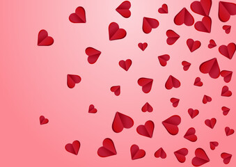 Red Hearts Vector Pink  Backgound. Decoration