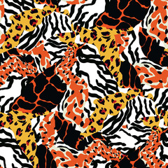 Colorful Tiger Hair Vector Seamless Pattern.