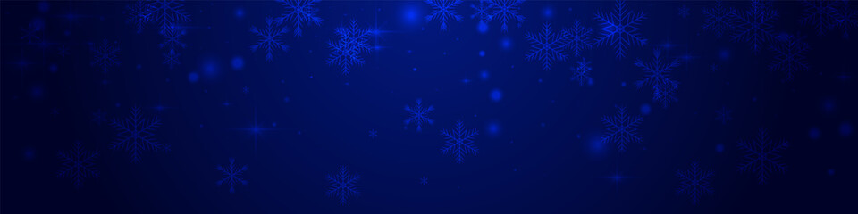 Fototapeta na wymiar Shiny Snow Vector Pnoramic Blue Background. White