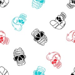 rocker skull seamless patterns