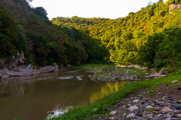 KUTAISI, GEORGIA: The Tskaltsitela River and the canyon near Motsameta Monastery.