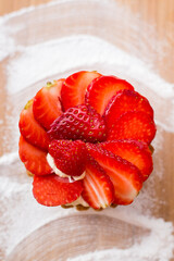 desert with strawberry macro shot