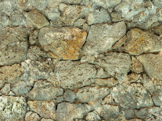 Background and texture. The wall is lined with gray natural stone.