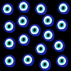 Turkish eyes in pattern with black background for fashion style