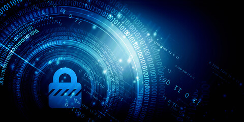 2d illustration Safety concept: Closed Padlock on digital background
