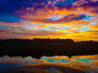 sunset over the river