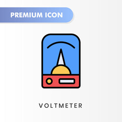 voltmeter icon for your website design, logo, app, UI. Vector graphics illustration and editable stroke. voltmeter icon lineal color design.