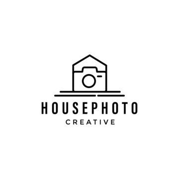 camera photography logo design vector, house photography logo inspiration.