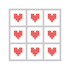 Hearts in a cross-stitch pattern, Scandinavian style