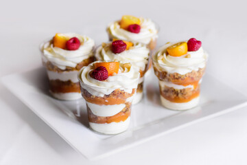 Delicious sweets with fruits on candy bar.  