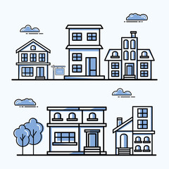 city houses symbol set