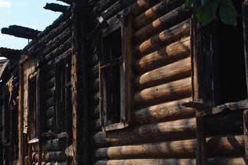 an old wooden house after a fire