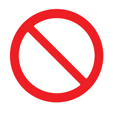 Red and white Prohibition sign or no sign vector isolated. Not Allowed Sign. Stop sign on a white background. Prohibition symbol. Prohibition icon isolated on white background.